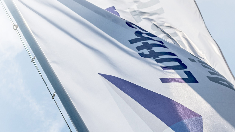 Flag Lufthansa Aviation Training in the wind